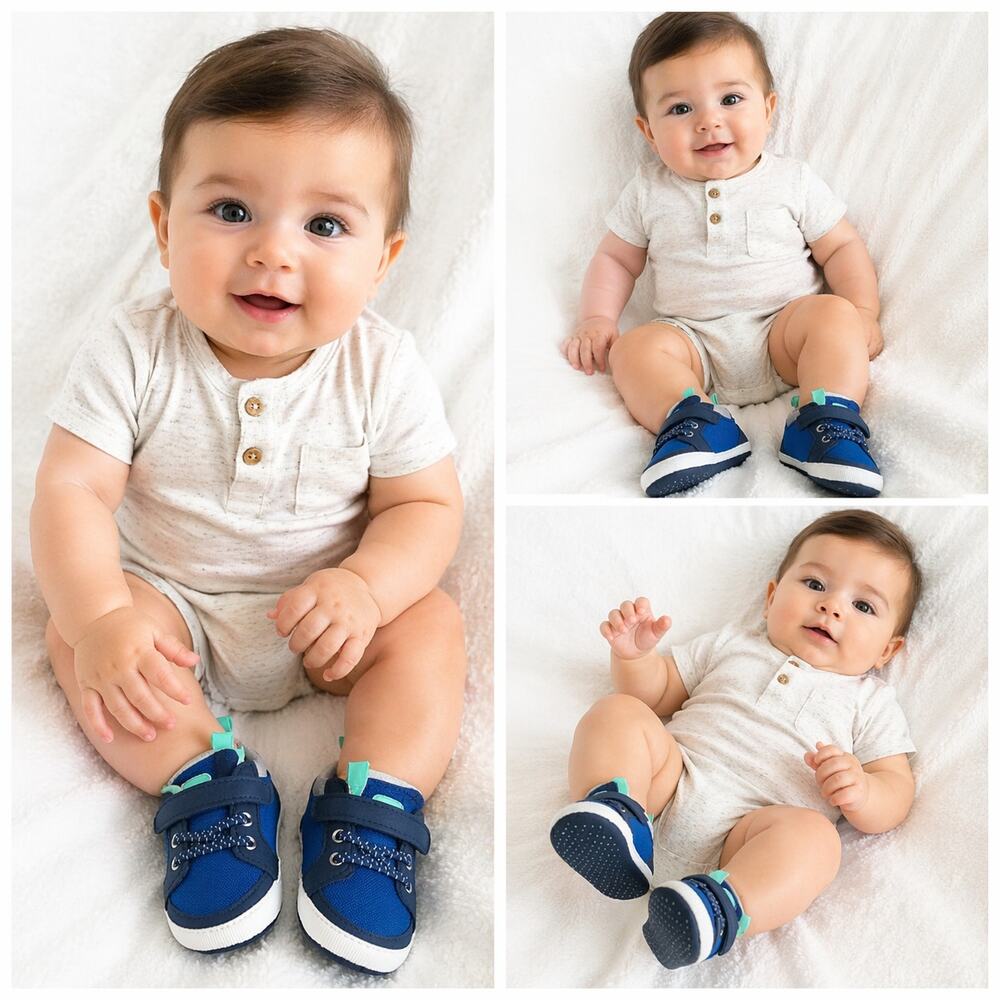 Carter’s Baby Sneakers Blue Navy Mint Soft Sole Shoes 3-6M NEW